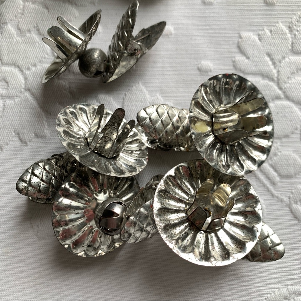 Vintage Metal Christmas Tree Candle Holder Set Of 8
